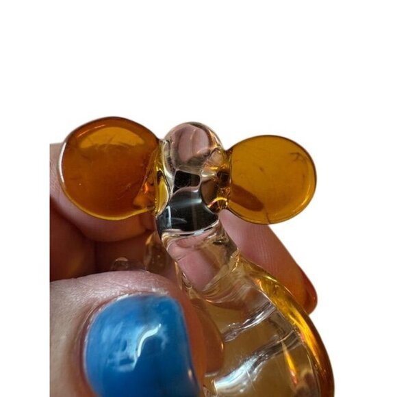 Hand-Blown Glass Mouse Figurine - Clear & Amber Glass - Collectible Miniature An - Picture 6 of 10